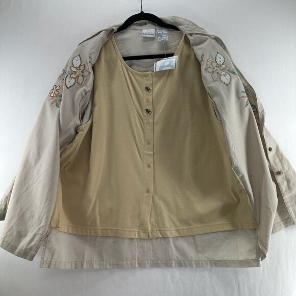 Bobby Brooks Layered Button Up Shirt Women XL Short Sleeve Flower Embroidery - Picture 4 of 13